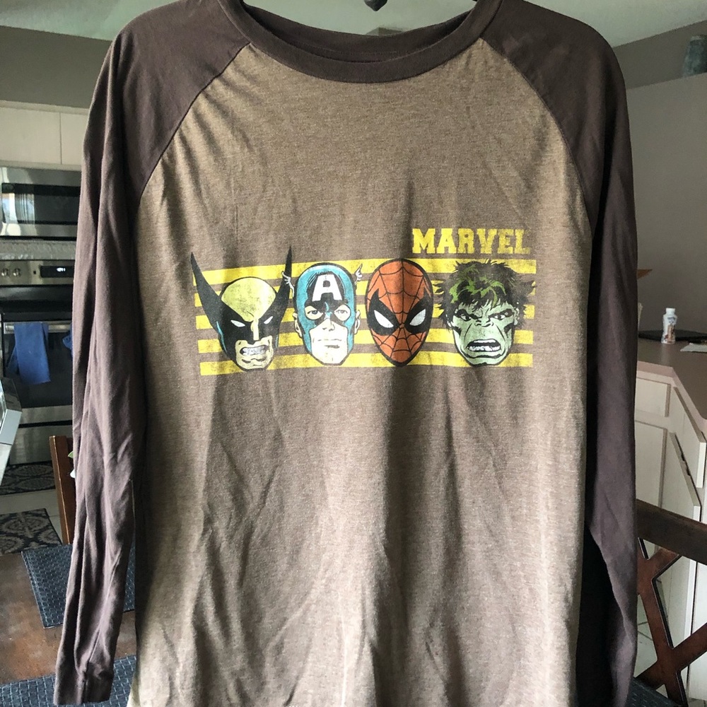 Vintage marvel brown long sleeve shirt size xl comic